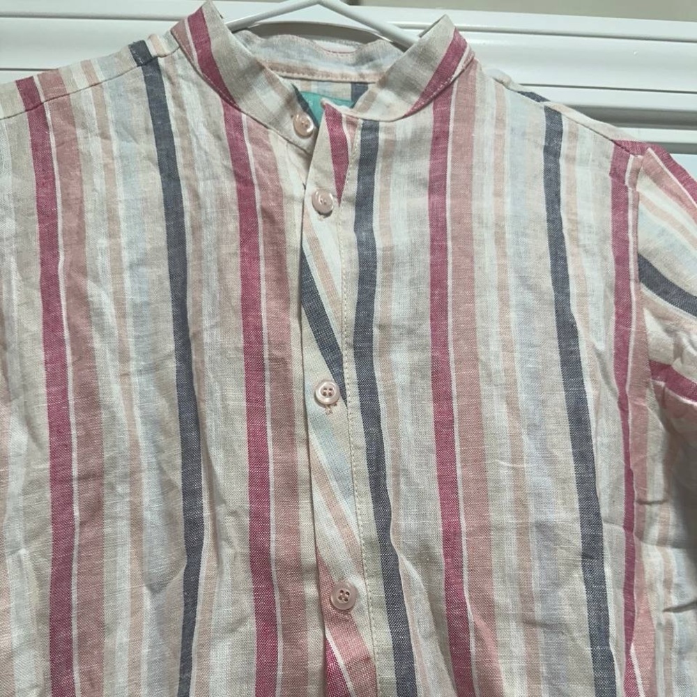 New boys linen short sleeve shirt size 14